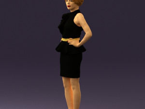 woman in black dress yellow belt 0531 3d print ready 3D Print Model
