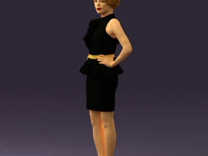 woman in black dress yellow belt 0531 3d print ready 3D Print Model