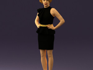 woman in black dress yellow belt 0531 3d print ready 3D Print Model