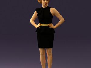 woman in black dress yellow belt 0531 3d print ready 3D Print Model
