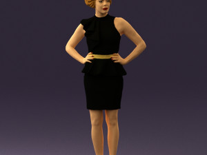 woman in black dress yellow belt 0531 3d print ready 3D Print Model