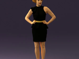 woman in black dress yellow belt 0531 3d print ready 3D Print Model