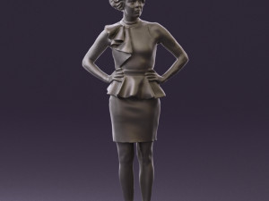woman in black dress yellow belt 0531 3d print ready 3D Print Model