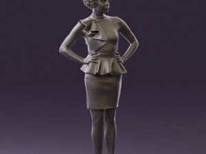 woman in black dress yellow belt 0531 3d print ready 3D Print Model