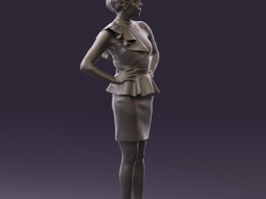 woman in black dress yellow belt 0531 3d print ready 3D Print Model