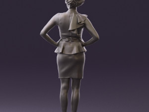 woman in black dress yellow belt 0531 3d print ready 3D Print Model