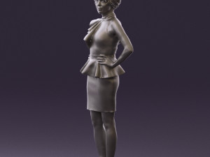 woman in black dress yellow belt 0531 3d print ready 3D Print Model