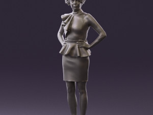 woman in black dress yellow belt 0531 3d print ready 3D Print Model