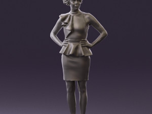 woman in black dress yellow belt 0531 3d print ready 3D Print Model