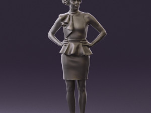 woman in black dress yellow belt 0531 3d print ready 3D Print Model