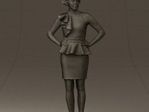 woman in black dress yellow belt 0531 3d print ready 3D Print Model