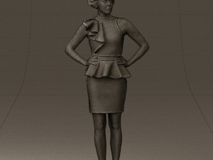 woman in black dress yellow belt 0531 3d print ready 3D Print Model