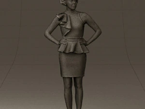 woman in black dress yellow belt 0531 3d print ready 3D Print Model
