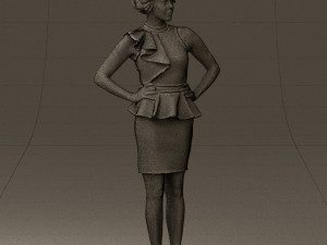 woman in black dress yellow belt 0531 3d print ready 3D Print Model