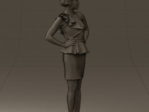woman in black dress yellow belt 0531 3d print ready 3D Print Model