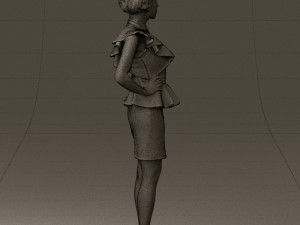 woman in black dress yellow belt 0531 3d print ready 3D Print Model
