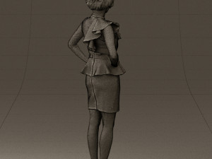 woman in black dress yellow belt 0531 3d print ready 3D Print Model