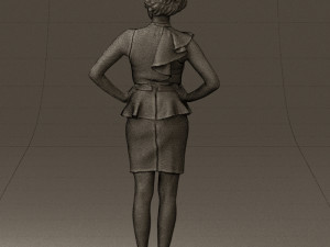 woman in black dress yellow belt 0531 3d print ready 3D Print Model
