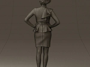 woman in black dress yellow belt 0531 3d print ready 3D Print Model