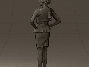 woman in black dress yellow belt 0531 3d print ready 3D Print Model