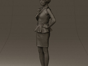 woman in black dress yellow belt 0531 3d print ready 3D Print Model