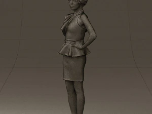 woman in black dress yellow belt 0531 3d print ready 3D Print Model