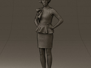 woman in black dress yellow belt 0531 3d print ready 3D Print Model