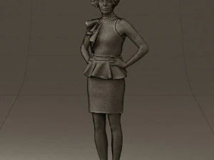 woman in black dress yellow belt 0531 3d print ready 3D Print Model