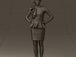 woman in black dress yellow belt 0531 3d print ready 3D Print Model