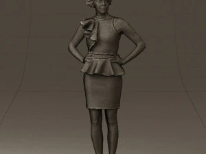 woman in black dress yellow belt 0531 3d print ready 3D Print Model