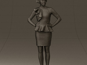 woman in black dress yellow belt 0531 3d print ready 3D Print Model