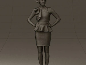 woman in black dress yellow belt 0531 3d print ready 3D Print Model