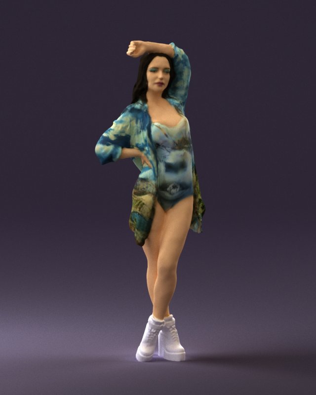 woman in colored swimsuit long hair 0529 Modèle 3D .c4d .max .obj .3ds .fbx .stl .blend 