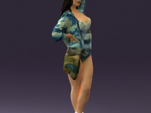 woman in colored swimsuit long hair 0529 Modèle 3D