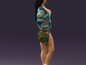 woman in colored swimsuit long hair 0529 Modèle 3D
