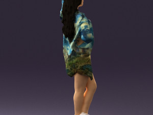woman in colored swimsuit long hair 0529 Modèle 3D