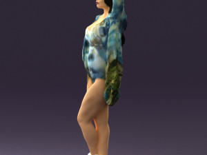 woman in colored swimsuit long hair 0529 Modèle 3D