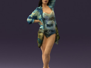 woman in colored swimsuit long hair 0529 Modèle 3D