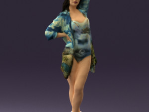 woman in colored swimsuit long hair 0529 3d print ready 3D Print Model
