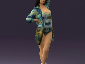 woman in colored swimsuit long hair 0529 3d print ready 3D Print Model