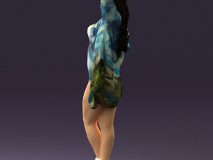 woman in colored swimsuit long hair 0529 3d print ready 3D Print Model