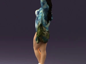 woman in colored swimsuit long hair 0529 3d print ready 3D Print Model