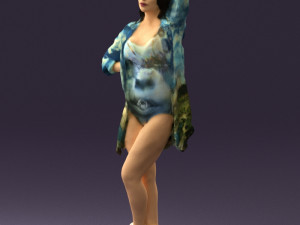 woman in colored swimsuit long hair 0529 3d print ready 3D Print Model