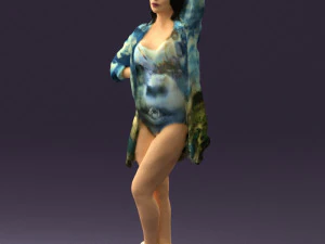 woman in colored swimsuit long hair 0529 3d print ready 3D Print Model