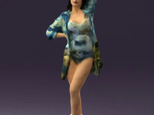 woman in colored swimsuit long hair 0529 3d print ready 3D Print Model