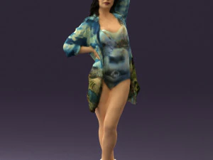 woman in colored swimsuit long hair 0529 3d print ready 3D Print Model