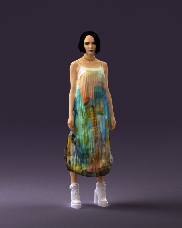 woman in colored dress shirt hair 0528 3d print ready Model do druku 3D .c4d .max .obj .3ds .fbx .stl .blend 