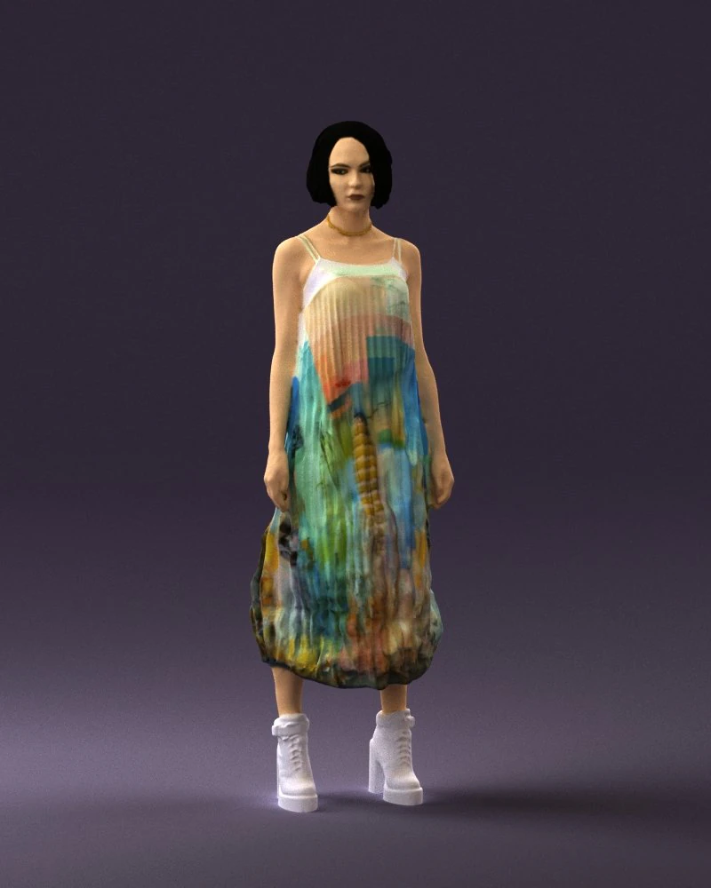 woman in colored dress shirt hair 0528 3d print ready 3D Print Model .c4d .max .obj .3ds .fbx .stl .blend 