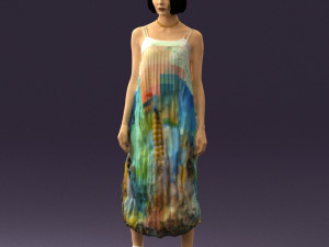 woman in colored dress shirt hair 0528 3d print ready Model do druku 3D
