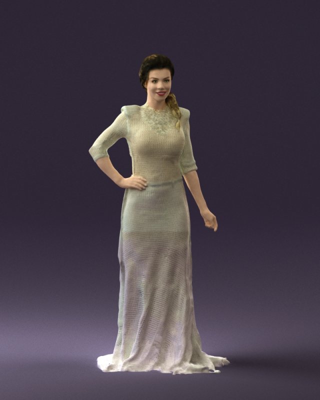woman in snow white dress 0527 3D Model .c4d .max .obj .3ds .fbx .stl .blend 